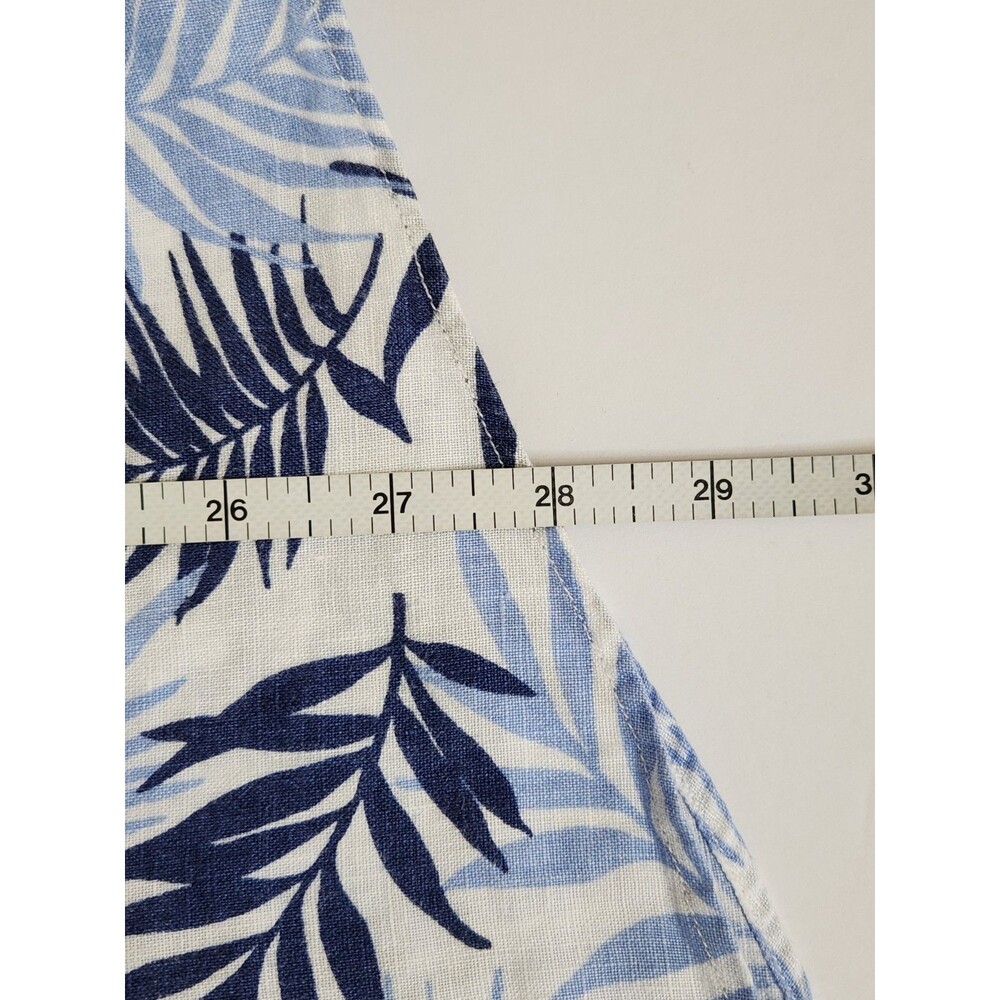 Lands' End 100% Linen Short Sleeve Tropical Palm Button Down Shirt Men's Large - Picture 9 of 9